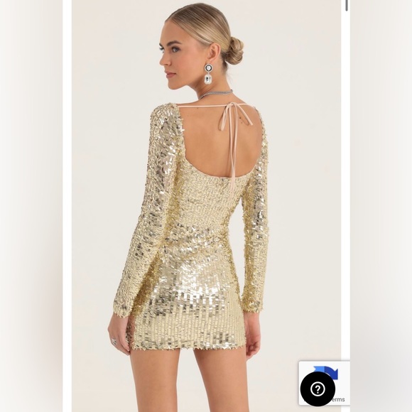 Giulia Sequin Mesh Dress In Gold - Picture 2 of 3